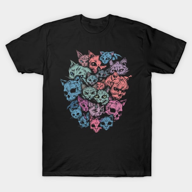 Cat Skull Themes T-Shirt by BilodeauBlue